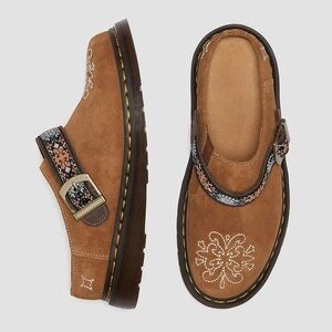 Dr. Martens Tan Boho Embroidered Mules /Clogs